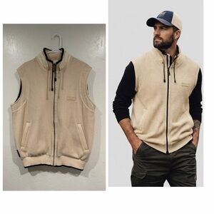 Vintage Dale of Norway Men's Waffle knit Wool Sweater Vest Beige Full Zip Size M